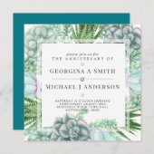 Wüstensukkulturen Cacti Watercolor ANNIVERSARY Einladung (Vorne/Hinten)