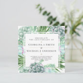 Wüstensukkulturen Cacti Watercolor ANNIVERSARY Einladung (Stehend Vorderseite)