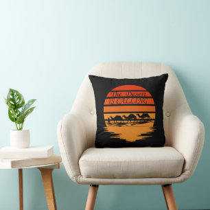 Wüstenszene mit Kamelen Sonnenuntergang Vintage Kissen