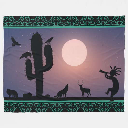 Wüstentiere Kokopelli Fleece Blanket (Vorderseite (Horizontal))