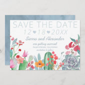 Wüstentraum | Boho Cactus Wildblume Wedding Save The Date (Vorne/Hinten)