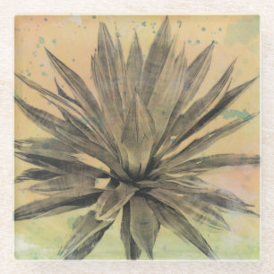 Wüstenträume   Grüne Pflanze Glasuntersetzer