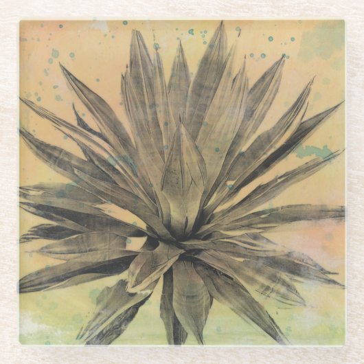 Wüstenträume | Grüne Pflanze Glasuntersetzer (Vorderseite)