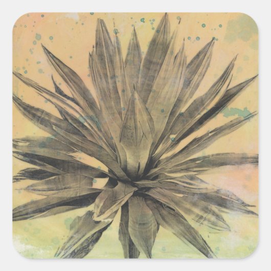 Wüstenträume | Grüne Pflanze Quadratischer Aufkleber (Vorderseite)
