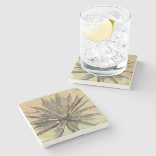 Wüstenträume | Grüne Pflanze Steinuntersetzer (Seitenansicht)