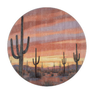 Wüstenuntergang-Saguaro-Kaktus-Landschaft Schneidebrett