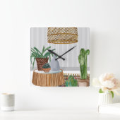 Wüstenweber I Quadratische Wanduhr (Zuhause)