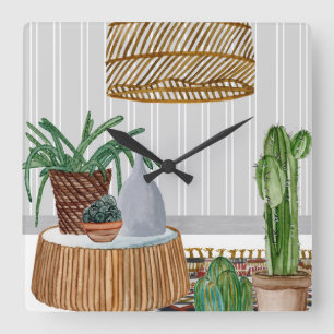 Wüstenweber I Quadratische Wanduhr