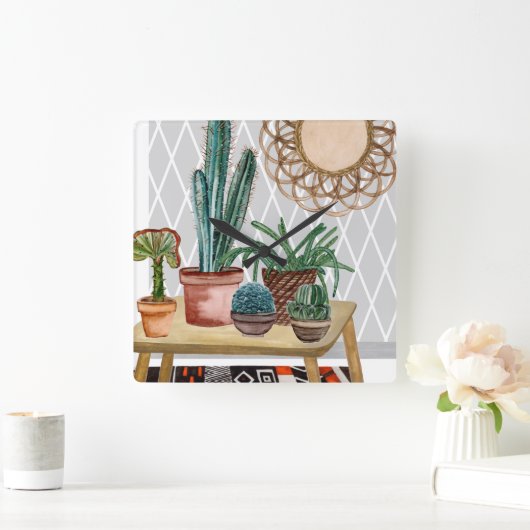 Wüstenweber IV Quadratische Wanduhr (Zuhause)