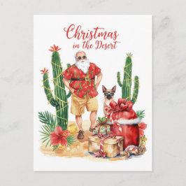 Wüstenweihnachten mit Kaktus-Weihnachtsmann  Feiertagspostkarte