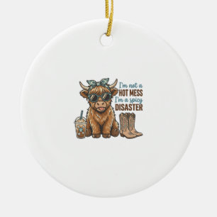 Wüstes Highland-Rind-Coffee-Western-Shirt D Keramik Ornament