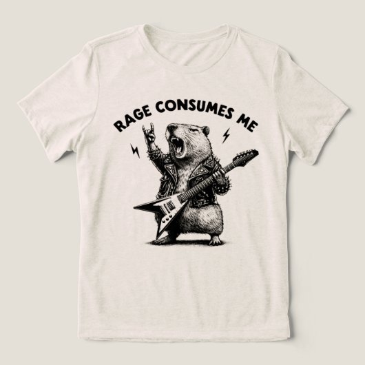 Wut packt mich Capybara Rock On Tri-Blend Shirt (Design Vorderseite)
