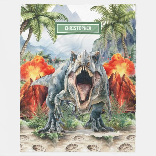 Wut T-Rex Blanket Individuelle Name Personalisiert Fleecedecke (Vorderseite)