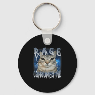 Wut verbraucht mich Katze Vintage Lustiges Meme Schlüsselanhänger
