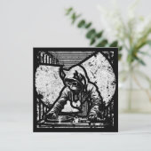 Wutang Cat DJ Style Einladung (Stehend Vorderseite)