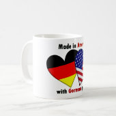 wütend in Amerika mit deutschen Teilen Kaffeetasse (Vorderseite Links)