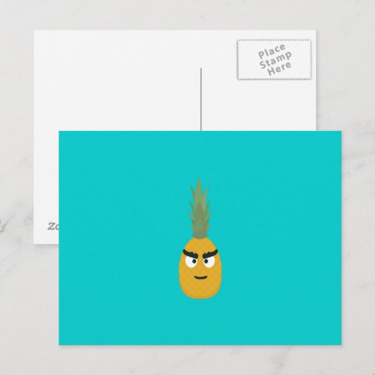 wütende Ananas Postkarte (Vorne/Hinten)