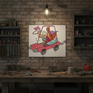 Wütende Autofahrerin Road Rage Lustige Ärgerliche  Poster