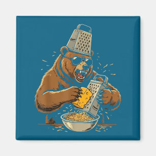 Wütende Bärenkäse Reibe Hut Illustration Magnet