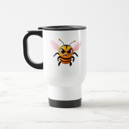 Wütende Bienen Cartoon Reisebecher (Links)