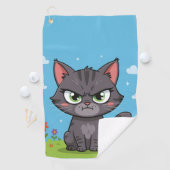 Wütende graue kleine Katze Golfhandtuch (Insitu)