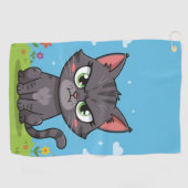 Wütende graue kleine Katze Golfhandtuch (Horizontal)