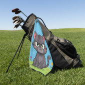 Wütende graue kleine Katze Golfhandtuch (Gras)