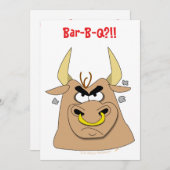 Wütende Grill-Party Einladungs-Schablone Stiers Einladung (Vorne/Hinten)