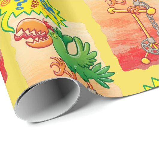 Wütende grüne Papageien-Sprichwortschlechtwörter Geschenkpapier (Rolleneckpunkt)