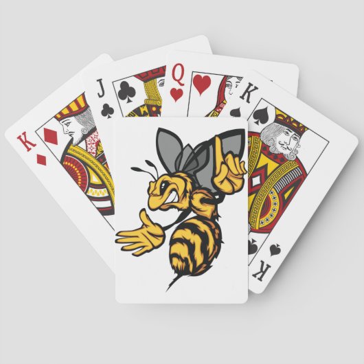 Wütende Hornissen-Maskottchen Gelb Spielkarten (Rückseite)