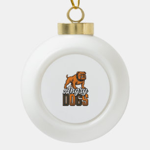 Wütende Hunde Vintage Bulldogge Typografie Design_ Keramik Kugel-Ornament