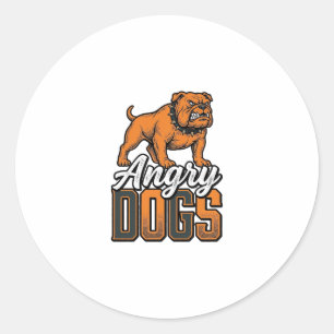 Wütende Hunde Vintage Bulldogge Typografie Design_ Runder Aufkleber