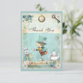 Wütende Hutmacher-Märchenland-Hochzeit danken Dankeskarte (Stehend Vorderseite)