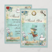 Wütende Hutmacher-Märchenland-Hochzeit danken Dankeskarte (Vorne/Hinten)
