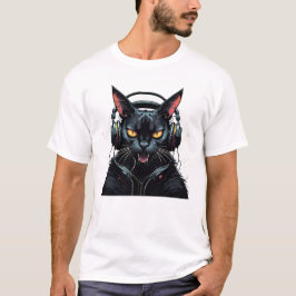 wütende Katze mit Kopfhörern niedliche lustig wüte T-Shirt