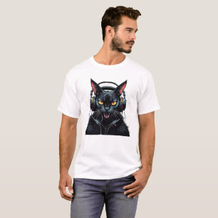wütende Katze mit Kopfhörern niedliche lustig wüte T-Shirt