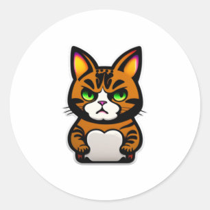 wütende Katze Runder Aufkleber
