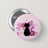 "Wütende Katzen-Dame" Katze im rosa Button (Vorne & Hinten)
