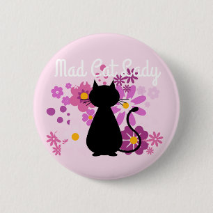 "Wütende Katzen-Dame" Katze im rosa Button