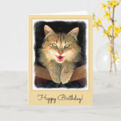 Wütende Katzen-Malerei - niedliche ursprüngliche Karte (Gelbe Blume)