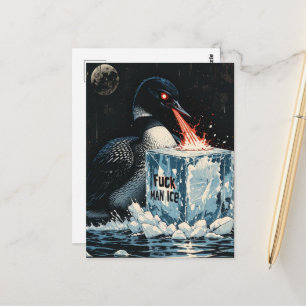 Wütende Laser-Augen MN Loon schmilzt Eis Postkarte