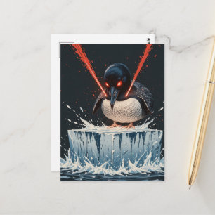 Wütende Laseraugen MN Loon schmilzt Postkarte aus