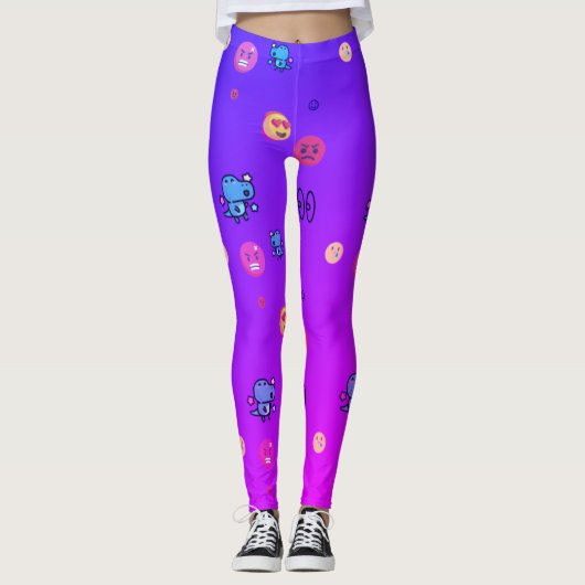 wütende Liebe Dinosaurier Emoji Leggings (Vorderseite)