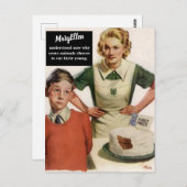 Wütende Mama und Ruinenkuchen — Vintag Funny Postkarte (Vorne/Hinten)