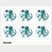 wütende Maus mit einem lustigen Cartoon Quadratischer Aufkleber (Blatt)