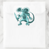 wütende Maus mit einem lustigen Cartoon Quadratischer Aufkleber (Tasche)