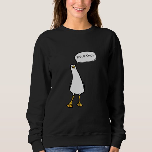 Wütende Möwe Fish & Chips Freche Vogel Sweatshirt (Vorderseite)