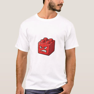 Wütende rote Baustein-Charakter-Illustration T-Shirt