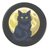 Wütende schwarze Katze Eishockey Puck (Vorderseite)