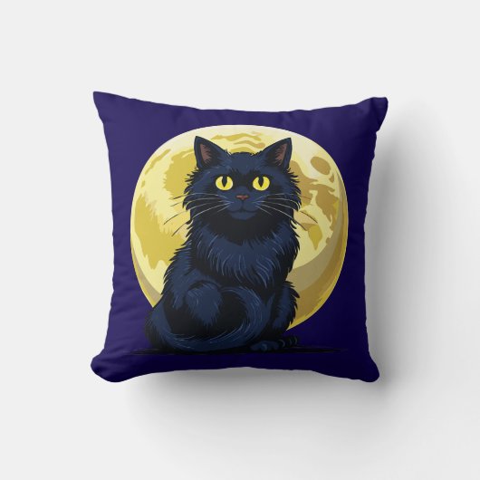 Wütende schwarze Katze Kissen (Vorderseite)